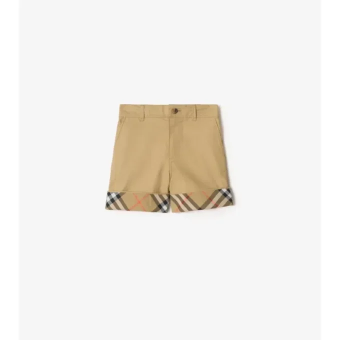 Pantalones cortos de algodón con vuelta a cuadros