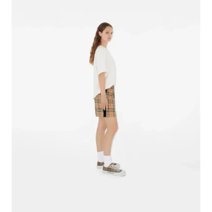 Pantalones cortos de algodón elástico a cuadros