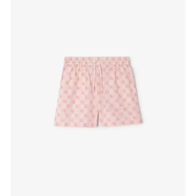 Pantalones cortos de popelín de algodón con diseño de tablero de ajedrez EKD