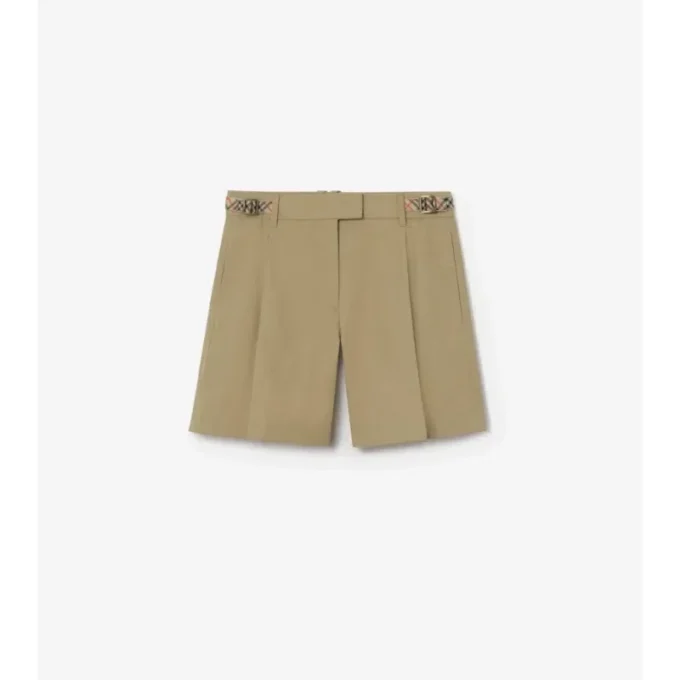 Pantalones cortos de popelín de algodón con ribete de cuadros