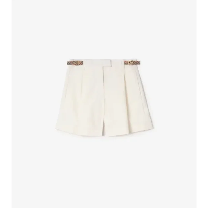 Pantalones cortos de popelín de algodón con ribete de cuadros