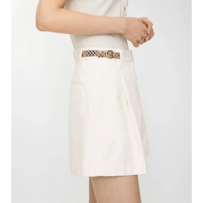 Pantalones cortos de popelín de algodón con ribete de cuadros