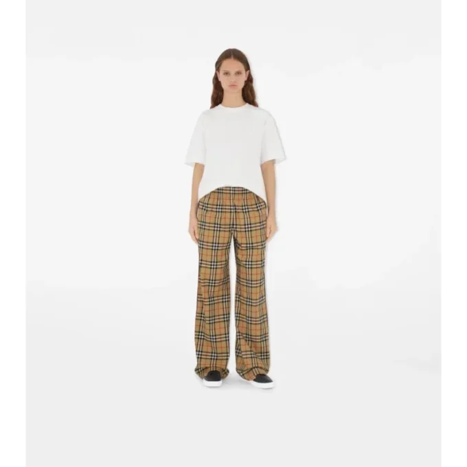 Pantalones de algodón con estampado de cuadros