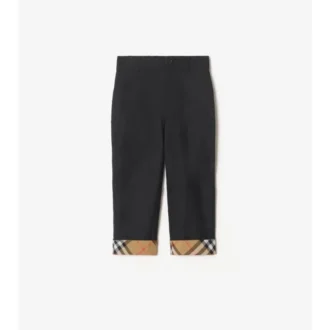 Pantalones de algodón con vuelta y estampado de cuadros