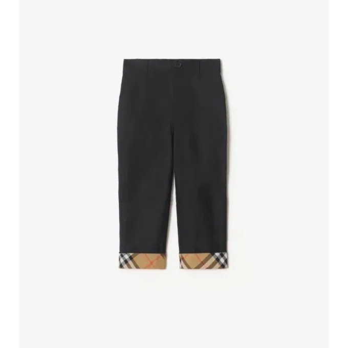 Pantalones de algodón con vuelta y estampado de cuadros