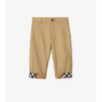 Pantalones de algodón con vuelta y estampado de cuadros