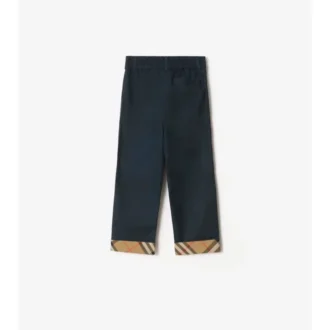 Pantalones de algodón con vuelta y estampado de cuadros