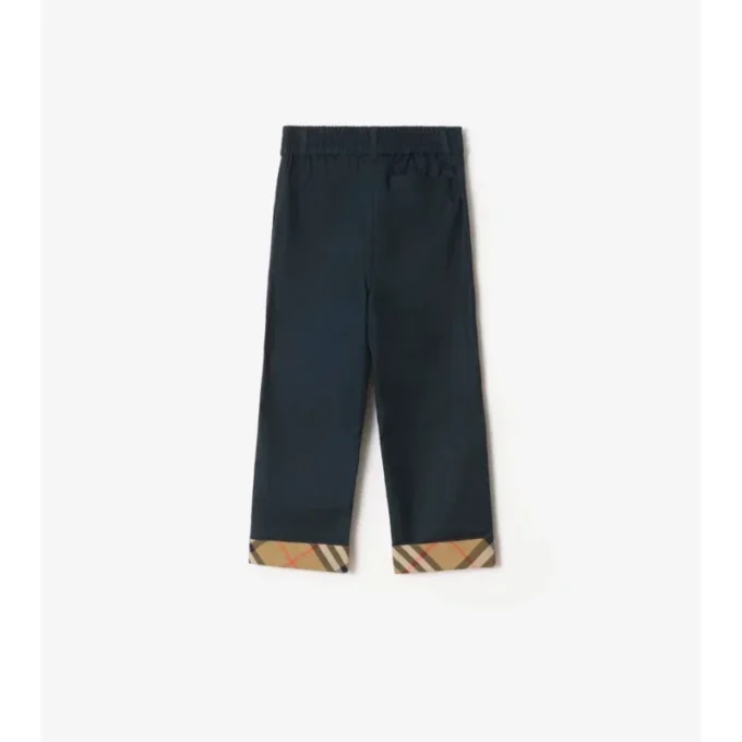 Pantalones de algodón con vuelta y estampado de cuadros