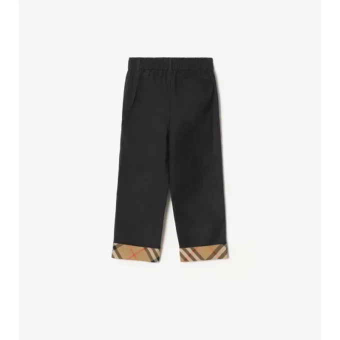 Pantalones de algodón con vuelta y estampado de cuadros