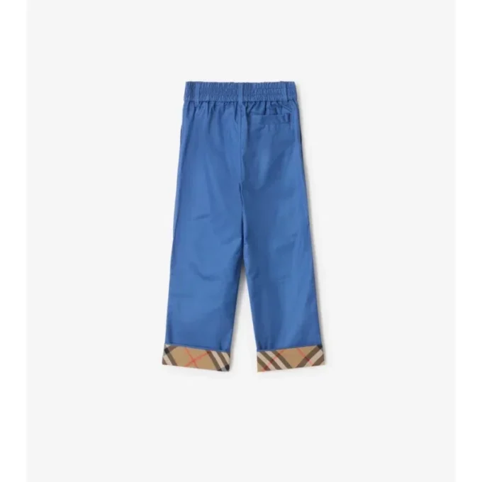 Pantalones de algodón con vuelta y estampado de cuadros