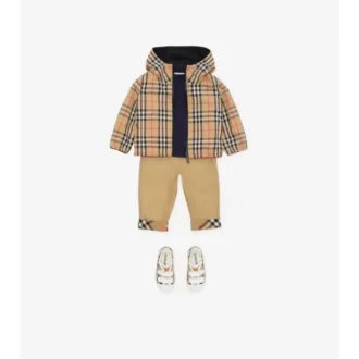 Pantalones de algodón con vuelta y estampado de cuadros