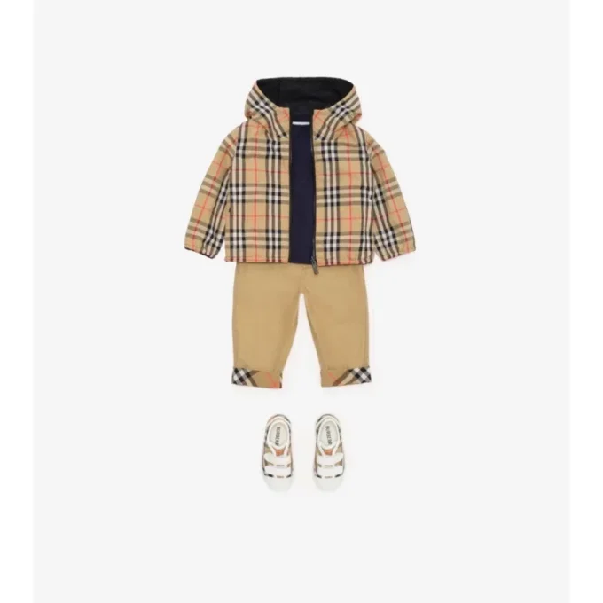 Pantalones de algodón con vuelta y estampado de cuadros