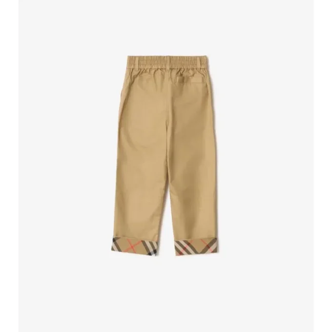 Pantalones de algodón con vuelta y estampado de cuadros