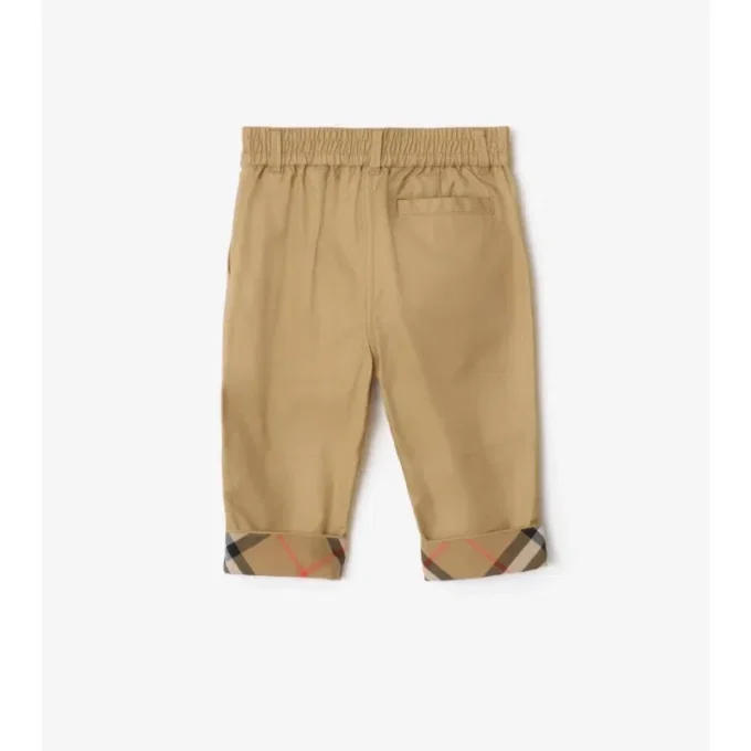 Pantalones de algodón con vuelta y estampado de cuadros