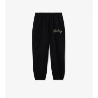 Pantalones de chándal de algodón con logotipo cursivo a cuadros