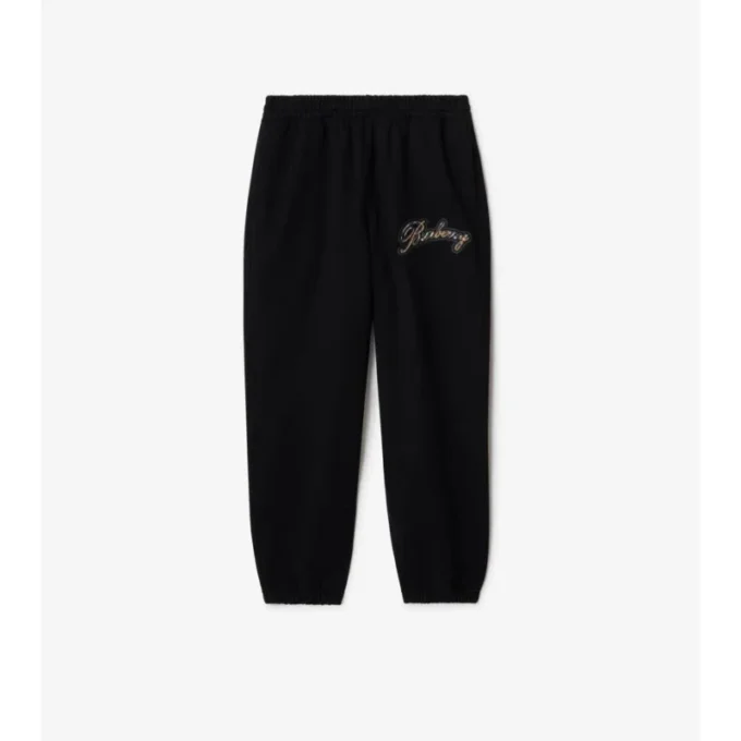 Pantalones de chándal de algodón con logotipo cursivo a cuadros
