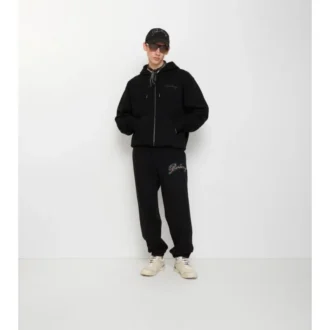 Pantalones de chándal de algodón con logotipo cursivo a cuadros