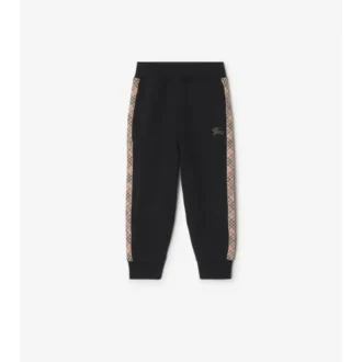 Pantalones de chándal de algodón con ribetes de cuadros