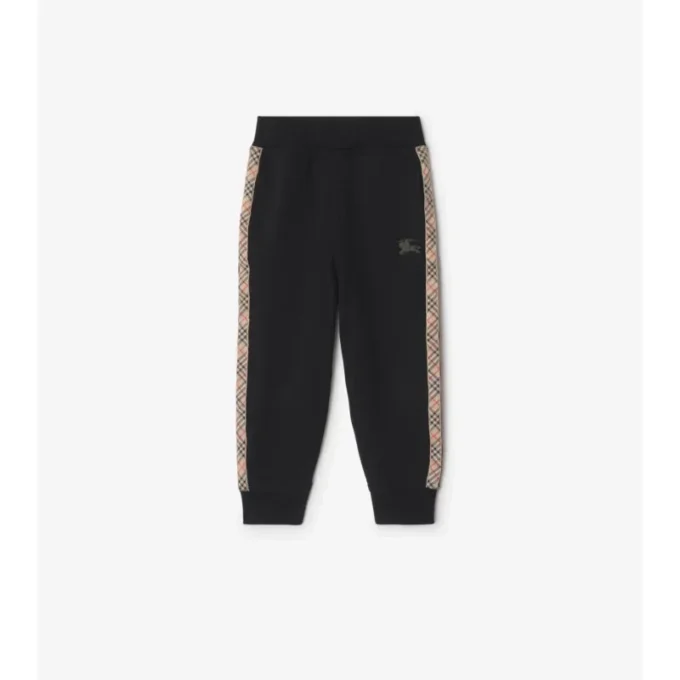Pantalones de chándal de algodón con ribetes de cuadros