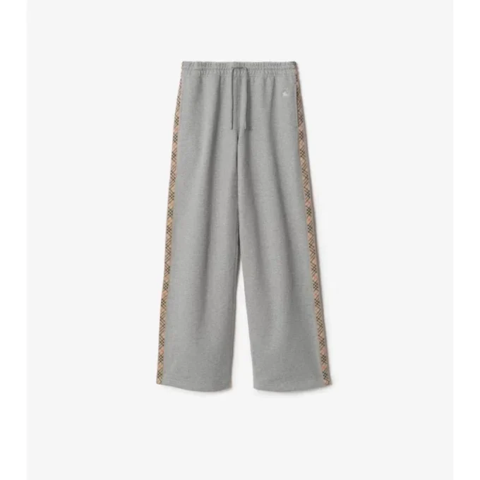 Pantalones de chándal de algodón con ribetes de cuadros