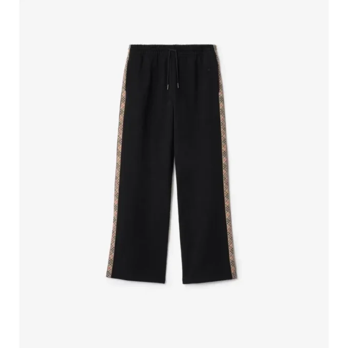 Pantalones de chándal de algodón con ribetes de cuadros