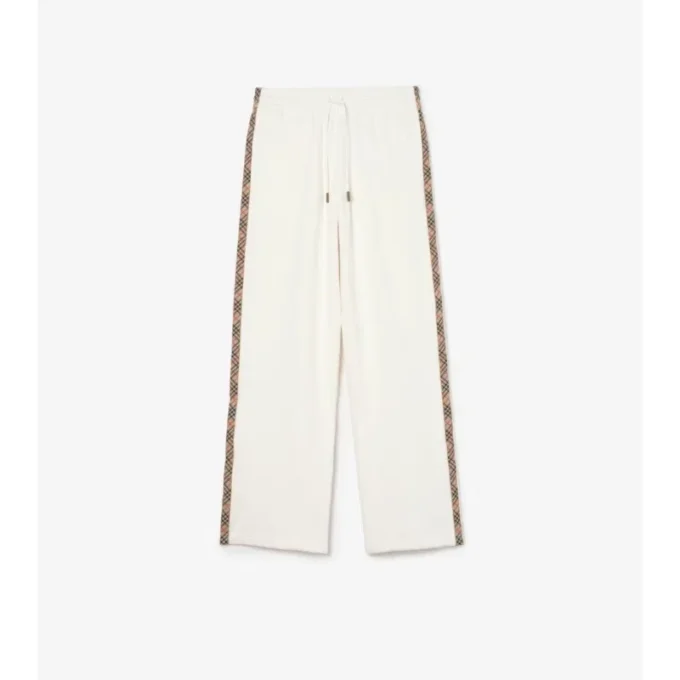 Pantalones de chándal de algodón con ribetes de cuadros