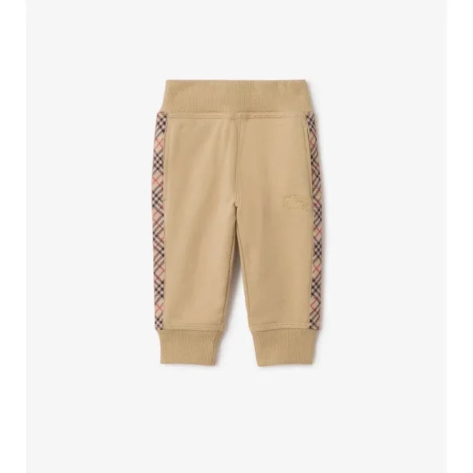 Pantalones de chándal de algodón con ribetes de cuadros