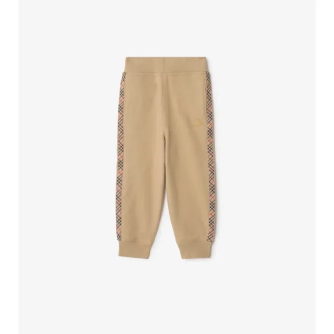 Pantalones de chándal de algodón con ribetes de cuadros