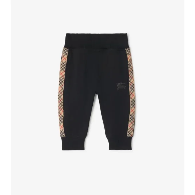 Pantalones de chándal de algodón con ribetes de cuadros