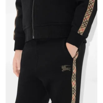 Pantalones de chándal de algodón con ribetes de cuadros