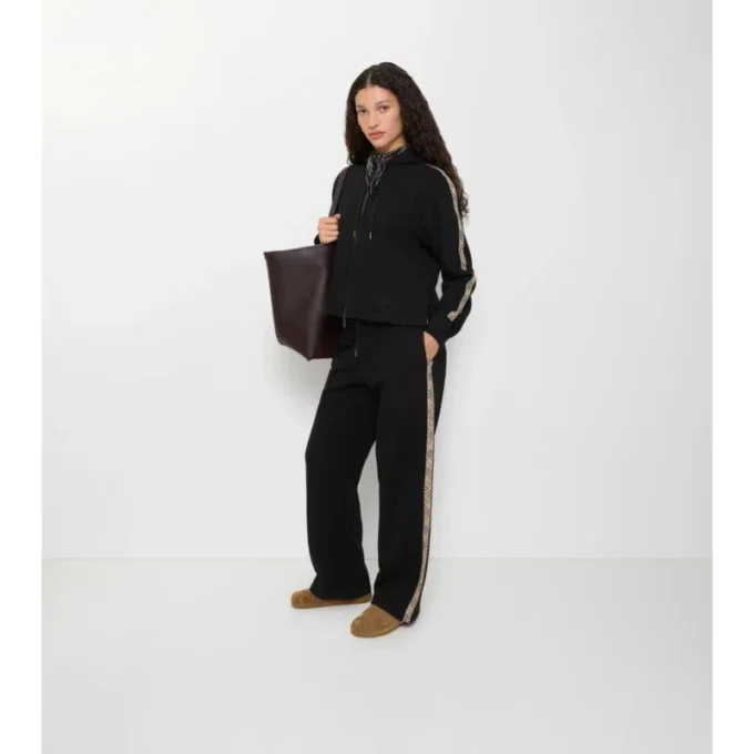Pantalones de chándal de algodón con ribetes de cuadros
