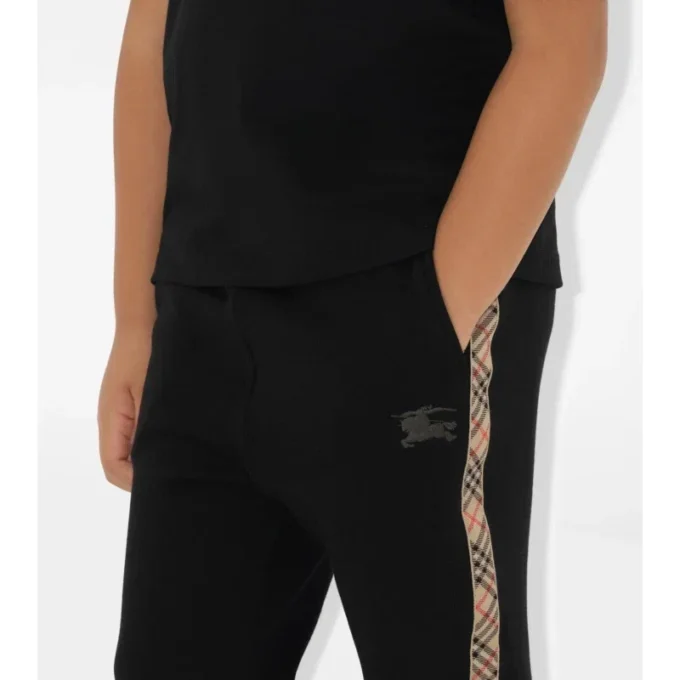 Pantalones de chándal de algodón con ribetes de cuadros