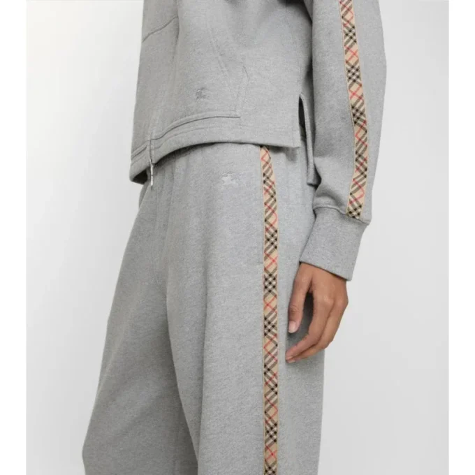 Pantalones de chándal de algodón con ribetes de cuadros