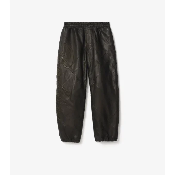 Pantalones de cuero con logotipo en cursiva
