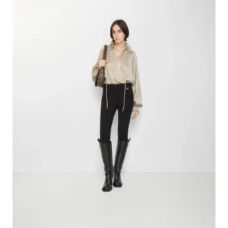 Pantalones de montar de algodón elástico con diseño en espiga