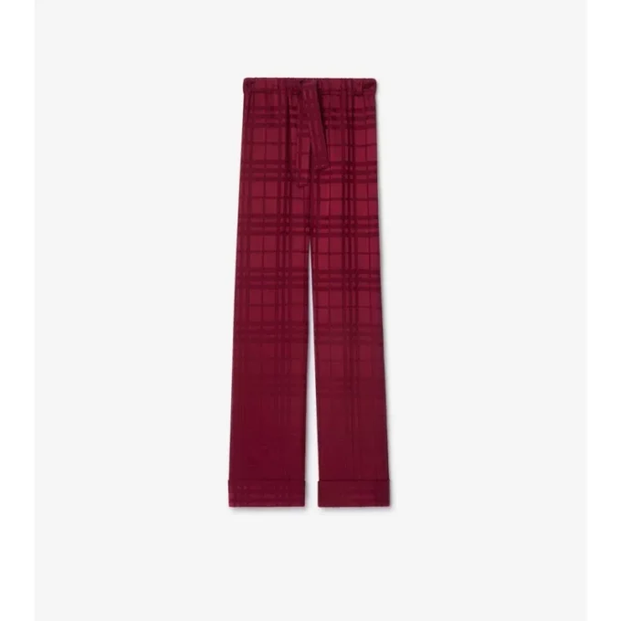 Pantalones de pijama de seda con estampado de cuadros