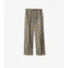 Pantalones de pijama de seda con estampado de cuadros