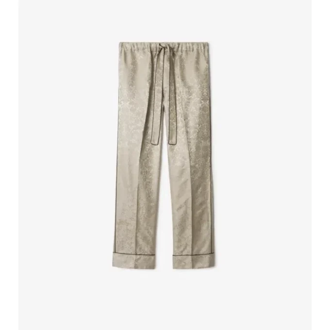 Pantalones de pijama de seda con estampado de girasoles