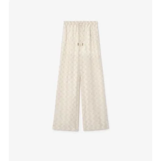 Pantalones de pijama de seda con estampado de tablero de ajedrez de EKD