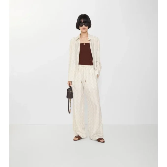 Pantalones de pijama de seda con estampado de tablero de ajedrez de EKD