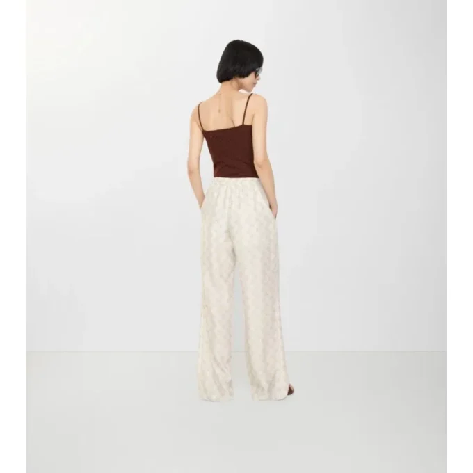 Pantalones de pijama de seda con estampado de tablero de ajedrez de EKD