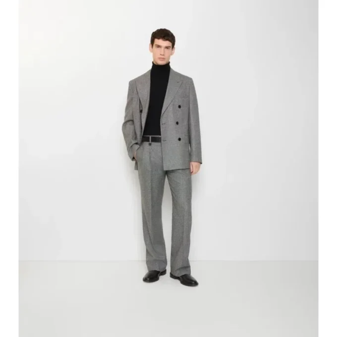 Pantalones de sastrería de lana con estampado de cuadros Puppytooth