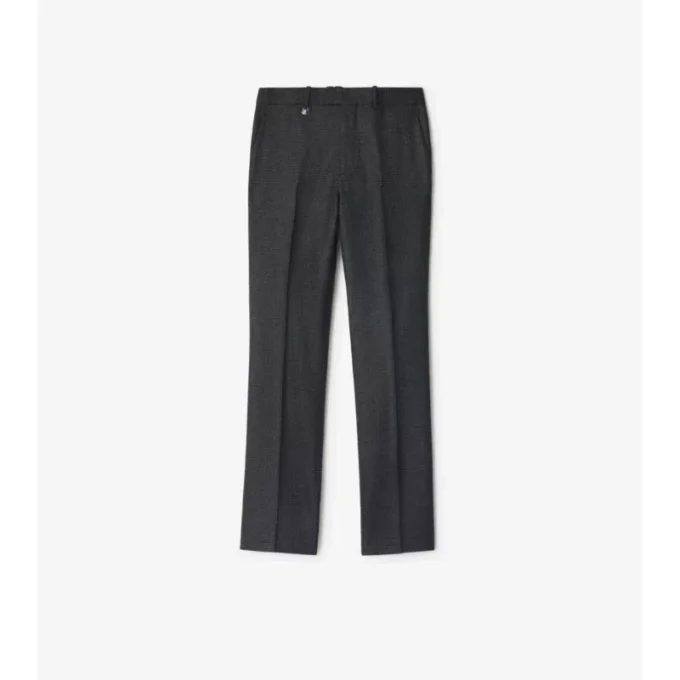 Pantalones entallados de lana y cachemira con estampado de cuadros