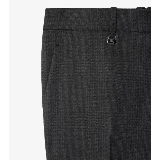 Pantalones entallados de lana y cachemira con estampado de cuadros