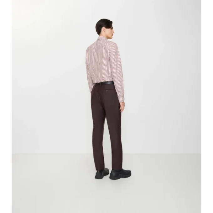 Pantalones entallados de lana y mohair a rayas