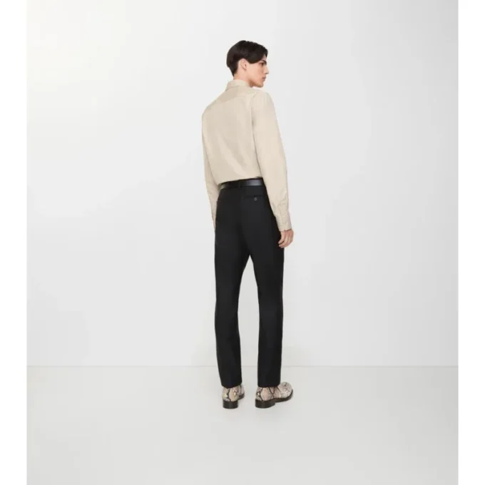 Pantalones entallados de lana y mohair a rayas