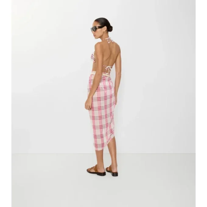 Pareo de algodón con estampado de cuadros