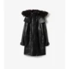 Parka de cuero con ribete de flecos desmontable