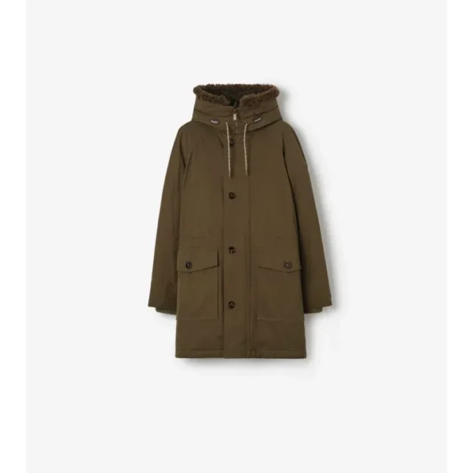 Parka de Gabardine con ribete de piel de oveja