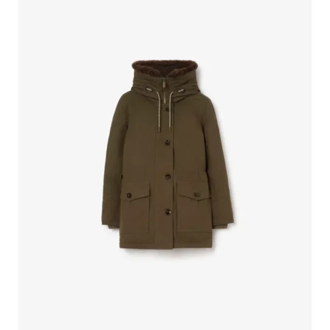 Parka de Gabardine con ribete de piel de oveja